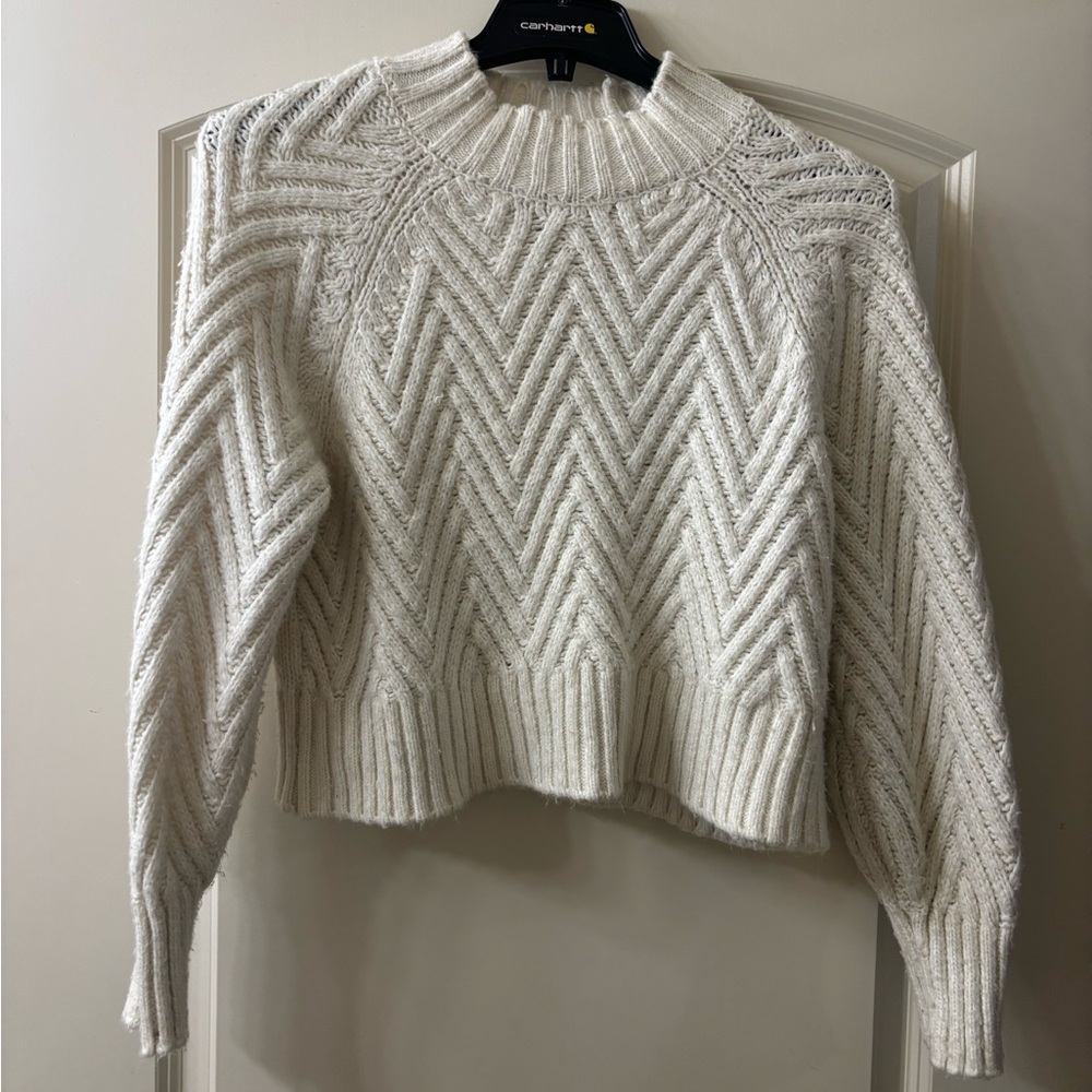 Sincerely Jules Cream Chevron Turtleneck Sweater